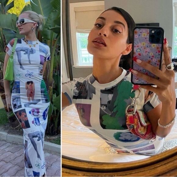 WITH JEAN Artwork Print Morph Maxi Dress in Floral Mimicry Size XXS - Picture 11 of 11